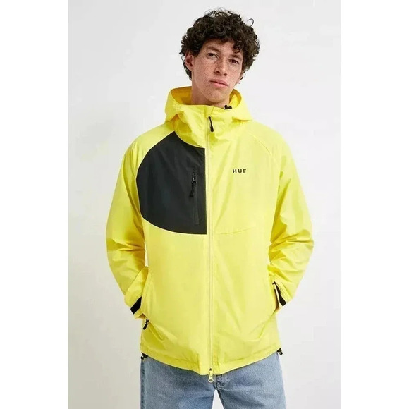 HUF‎ Men's Yellow and Black Long Sleeve Full Zipped Cutout Shell Jacket Size S - Picture 1 of 7